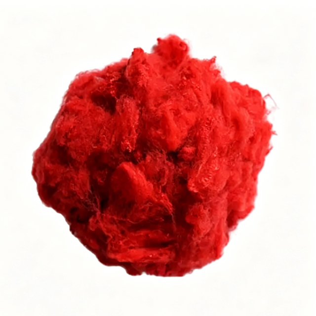 100% Recycled and Virgin Polyester Staple Fiber (Red)