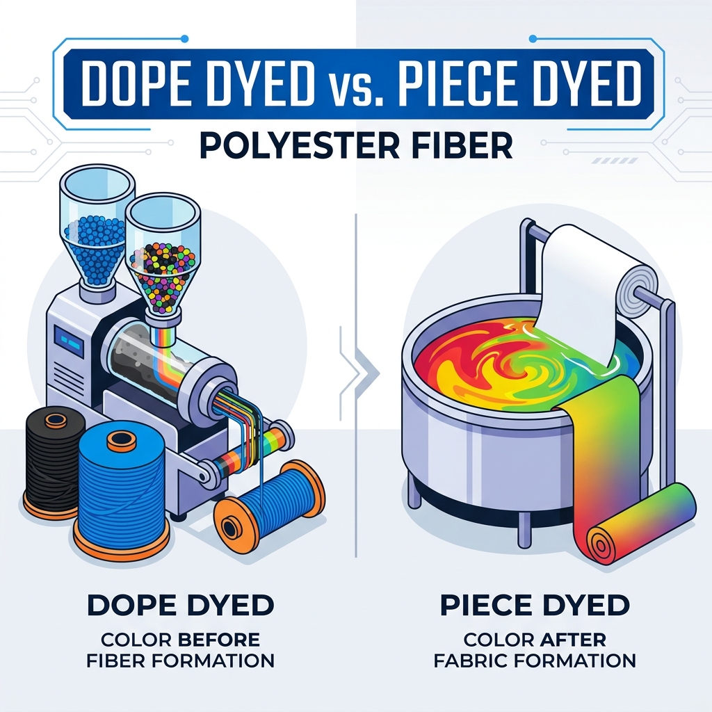 What Is the Difference Between Dope Dyed and Piece Dyed Polyester Fiber?